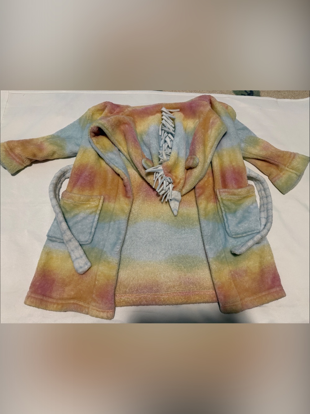 Cat & Jack Pastel Tie-Dye Sherpa Robe - Blue, Yellow, Pink
